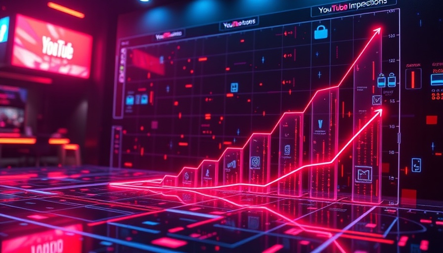 Futuristic YouTube impressions growth chart and graphic.