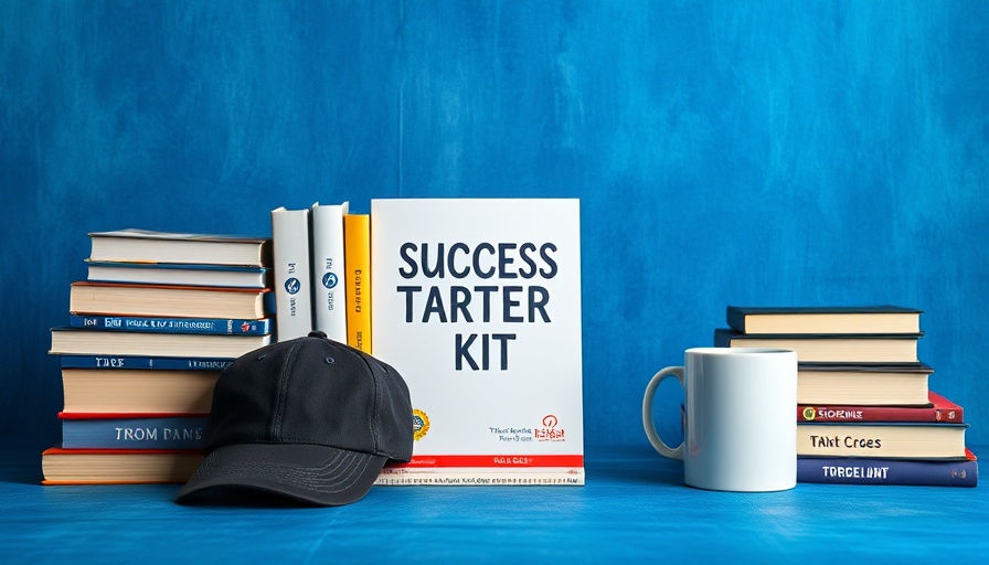 Personal branding success starter kit products on blue background.