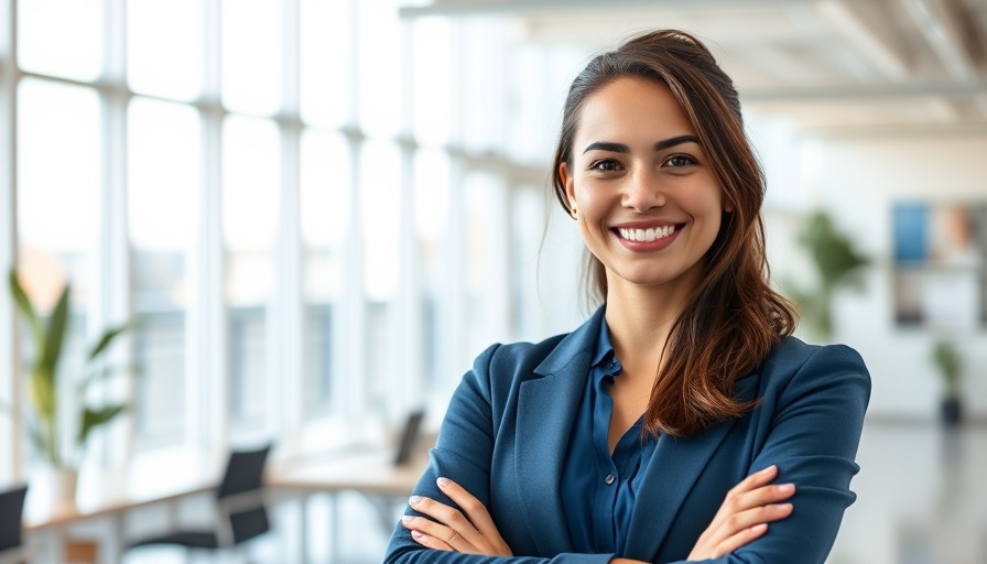 Mandy Gonzalez leadership program promotional image, smiling woman.