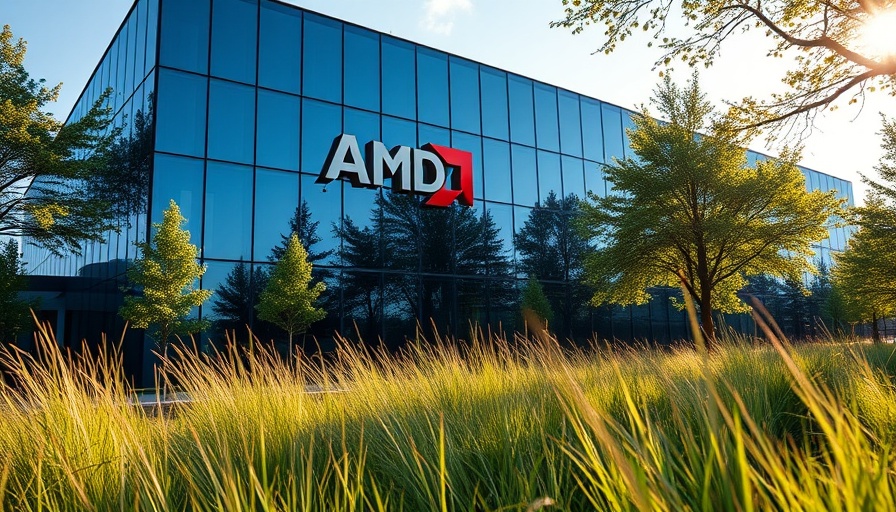 AMD corporate building exterior showcasing logo in sunlight.