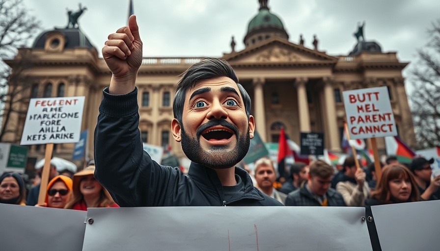 Protest against Elon Musk governance in front of a government building.