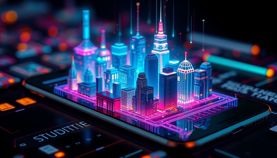 Futuristic hologram city on smartphone with digital data streams, DOGE Firewall