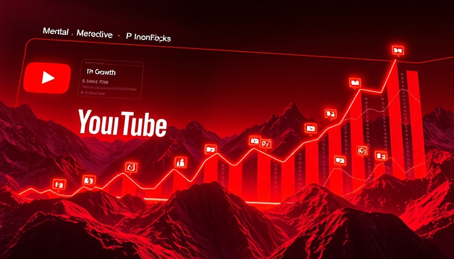 Futuristic YouTube growth display with dynamic 3D analytics.