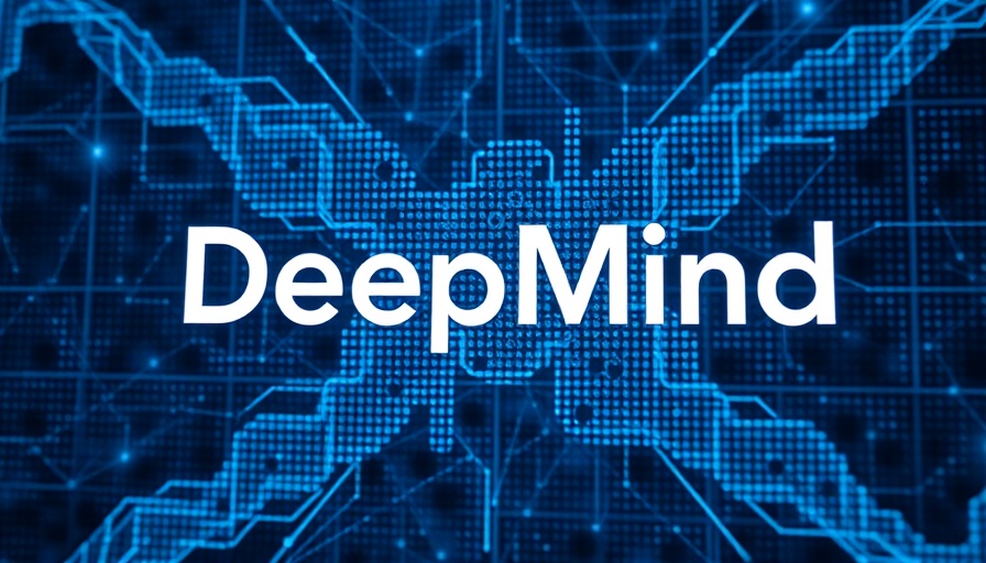 DeepMind AI logo on a digital abstract background.