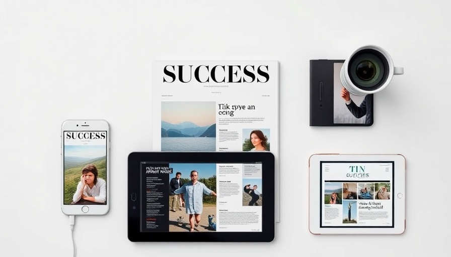 Digital devices displaying success magazine for financial motivation