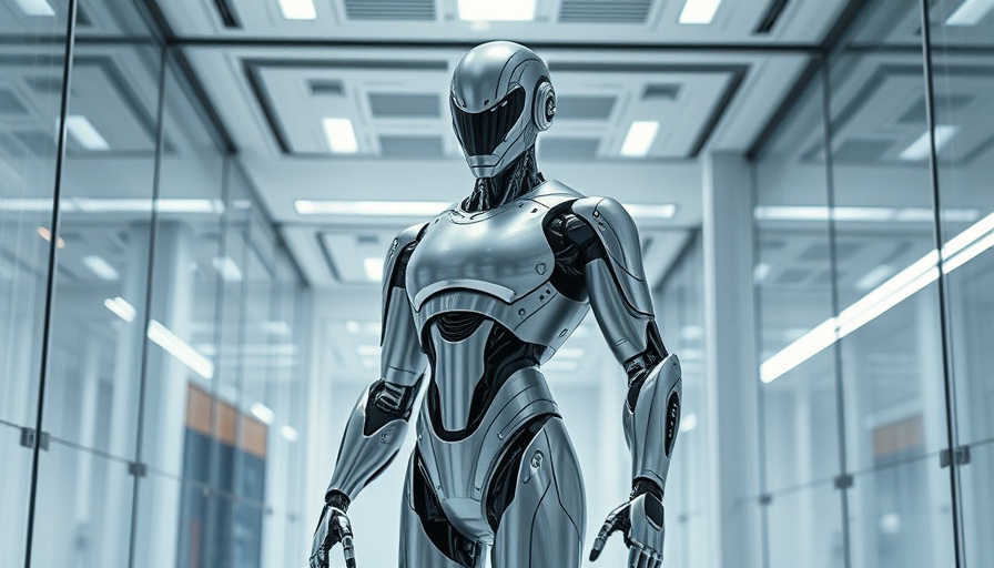 Sleek humanoid robot in modern lab, Figure AI Funding Talks.