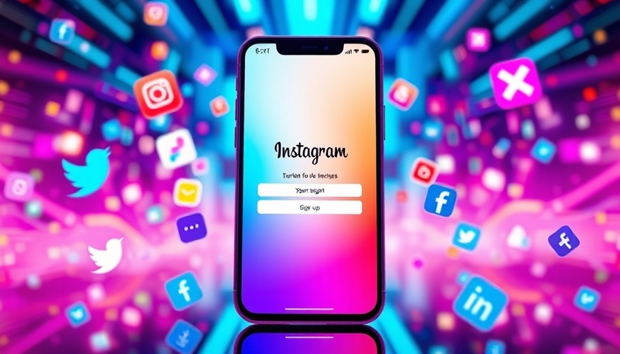 Vibrant Instagram signup interface with social media icons, create an Instagram account for small business.