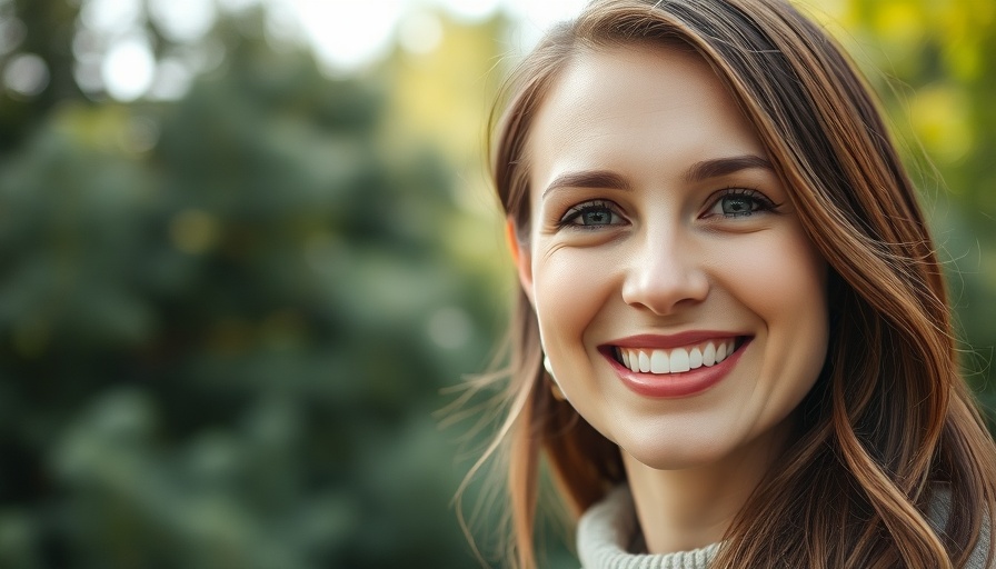 Smiling woman outdoors, highlighting natural beauty.