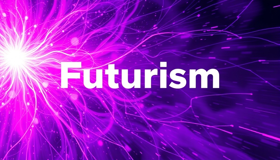 Bold 'Futurism' text on vibrant purple abstract design background.