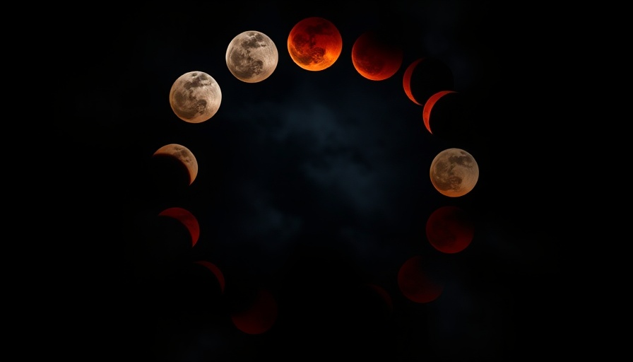 March 2025 Blood Moon Total Lunar Eclipse phases, dramatic sky.