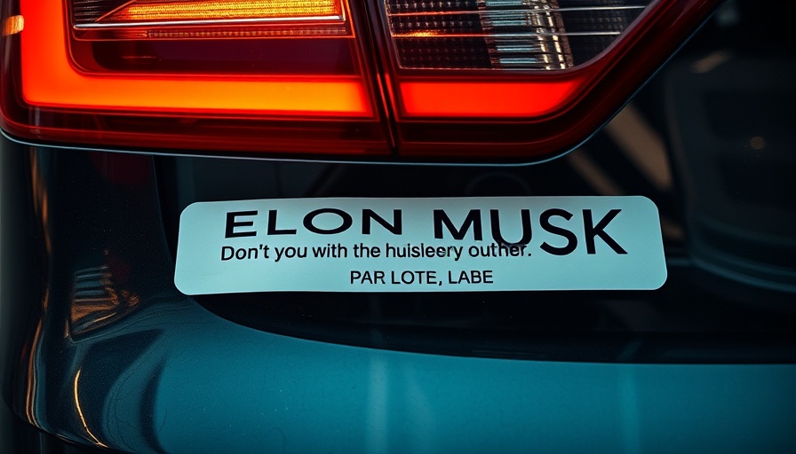 Car bumper with Elon Musk bumper sticker, Tesla sales decline.