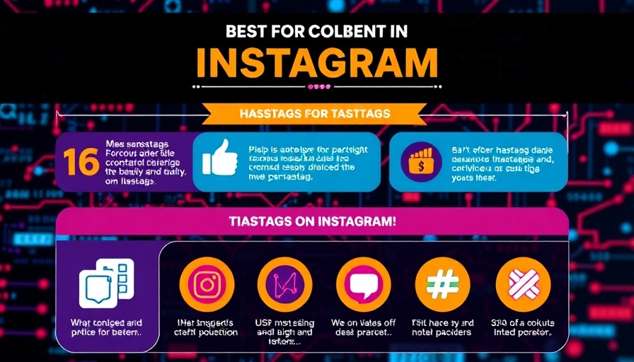 Infographic on using hashtags on Instagram, vibrant and detailed.