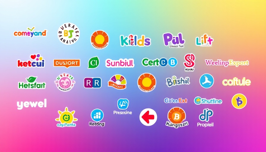 Colorful children's brand logos on gradient background related to Youth Digital Wellbeing Initiative and YouTube.