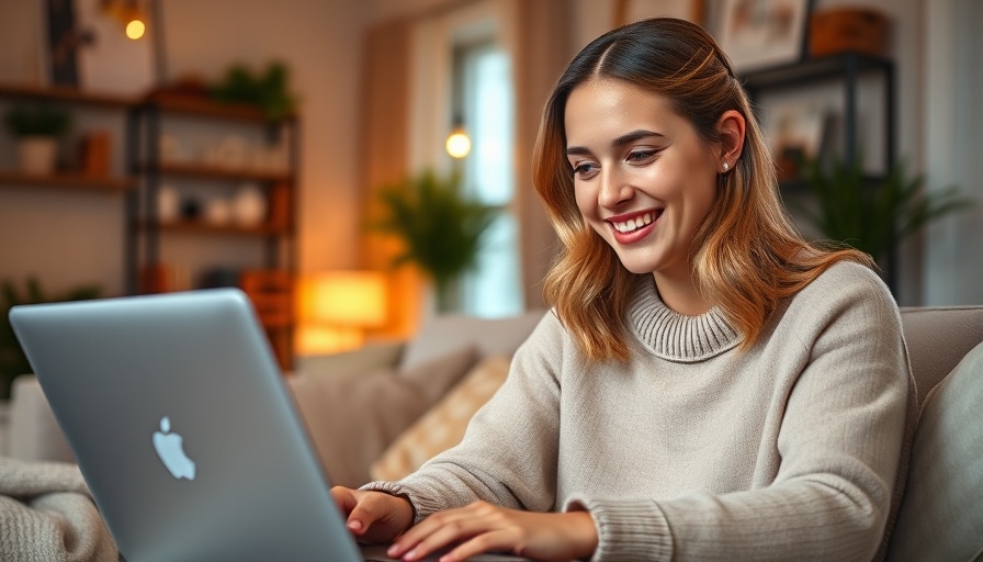 Young woman using laptop for insider success updates.