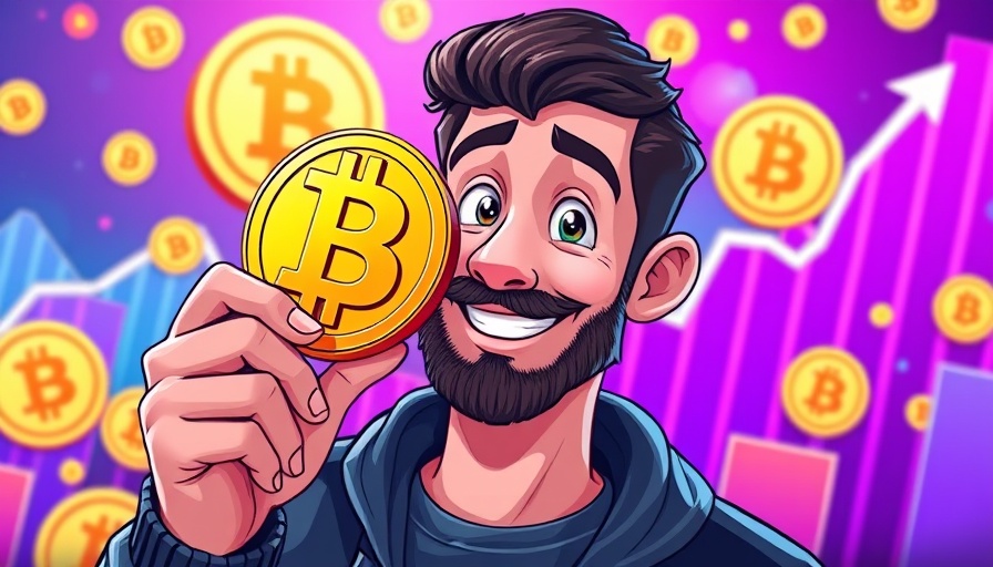 Trump Media Bitcoin Reserve illustration with Bitcoin coins and graph.