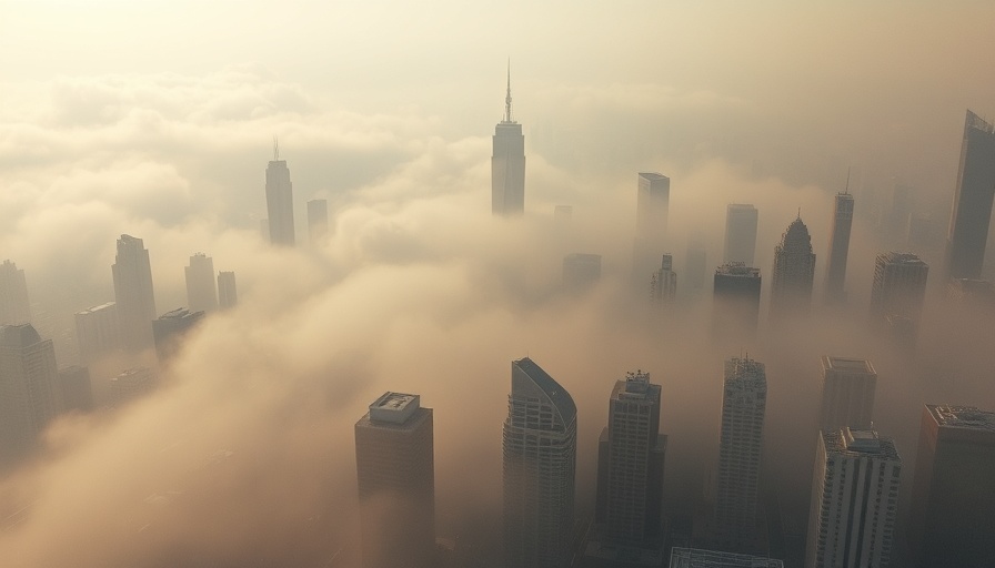 Hazy cityscape with smog, illustrating air quality concerns for small business owners.