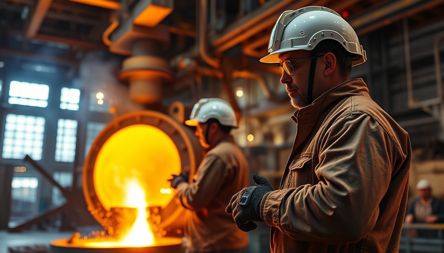 Steelmaking and AI Transition in a vibrant steel plant scene.