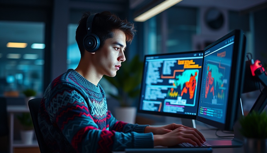 Datasite Appoints General Counsel, focused coder with AI graphics.