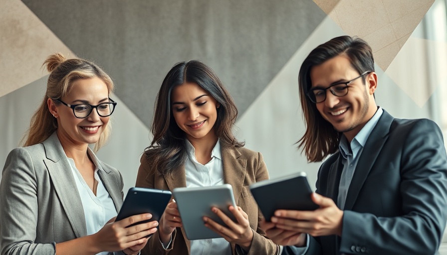 Modern professionals engaging with technology in digital business setting