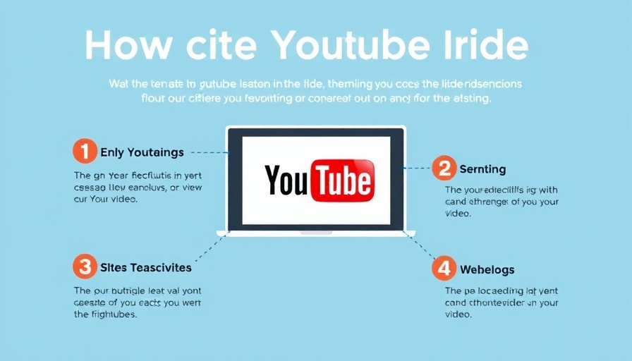 Guide on how to cite a YouTube video with steps and icons.