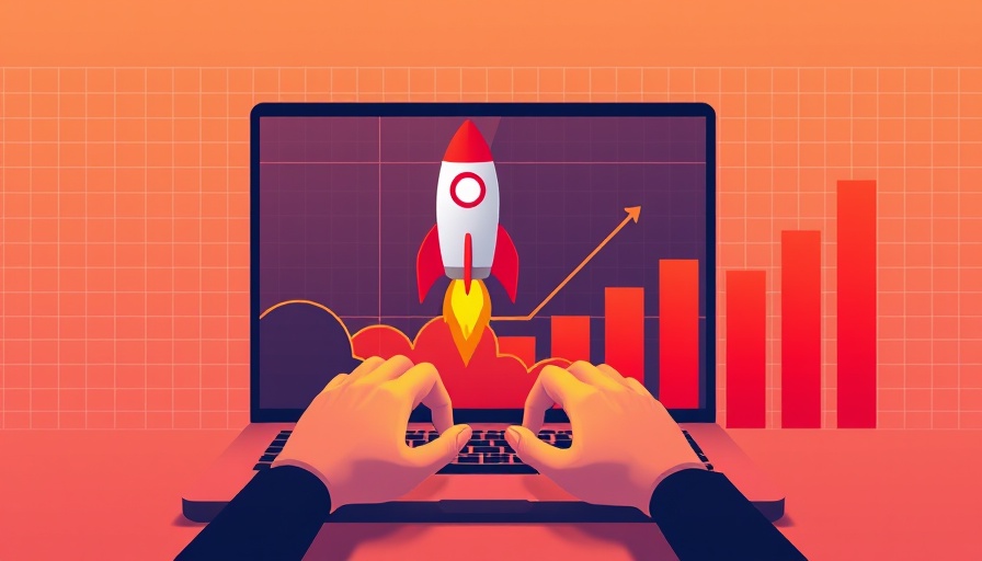 Rocket launching from laptop symbolizing Google image landing pages.