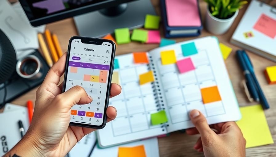Colorful tools for an Instagram content plan on an organized desk.