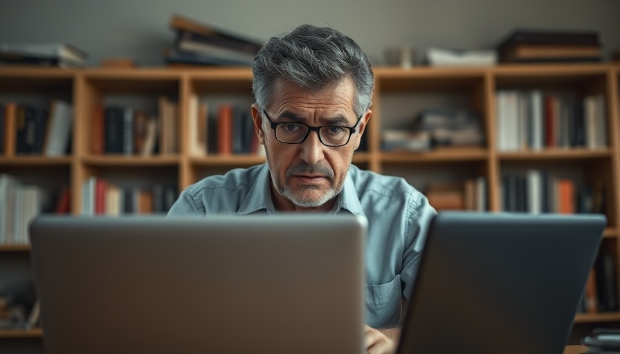 Frustrated man encountering online job scams on laptop.