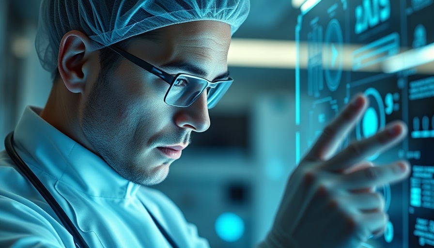 AI-driven drug discovery interface analyzed by medical professional.