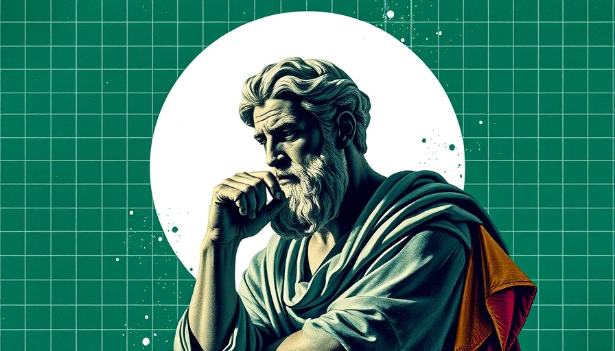 Digital art of thinker in vibrant colors with green grid background depicting Brain-Computer Interface Speech Technology theme.