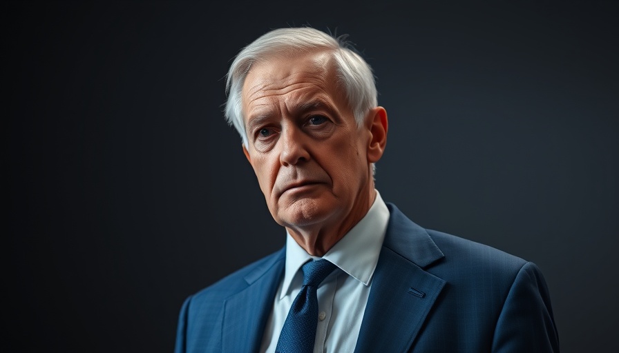 Older man in a blue suit indoors addressing mental health.