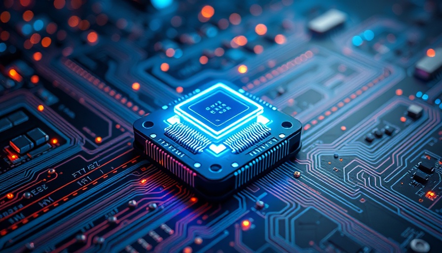 Futuristic glowing semiconductor chip representing U.S. semiconductor market 2025.