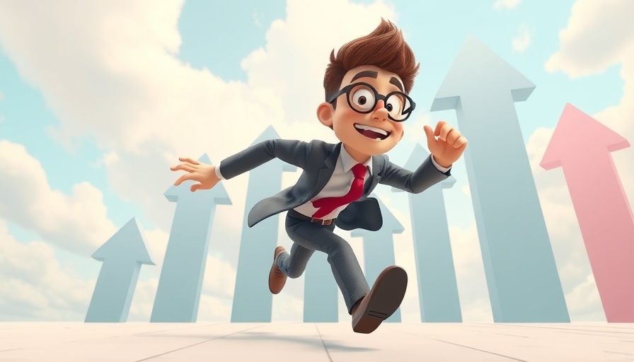 Businessman running towards growth arrows symbolizing SEO strategies.