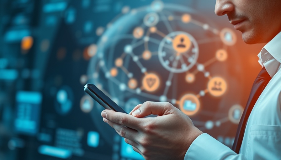 Global connectivity concept with digital graphics and tech icons.