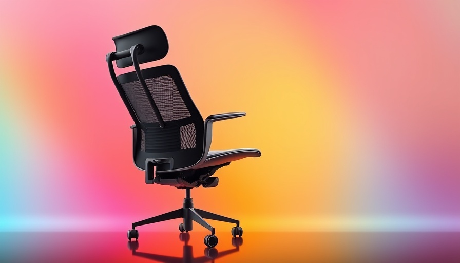 Ergonomic office chair with lumbar support, vibrant background