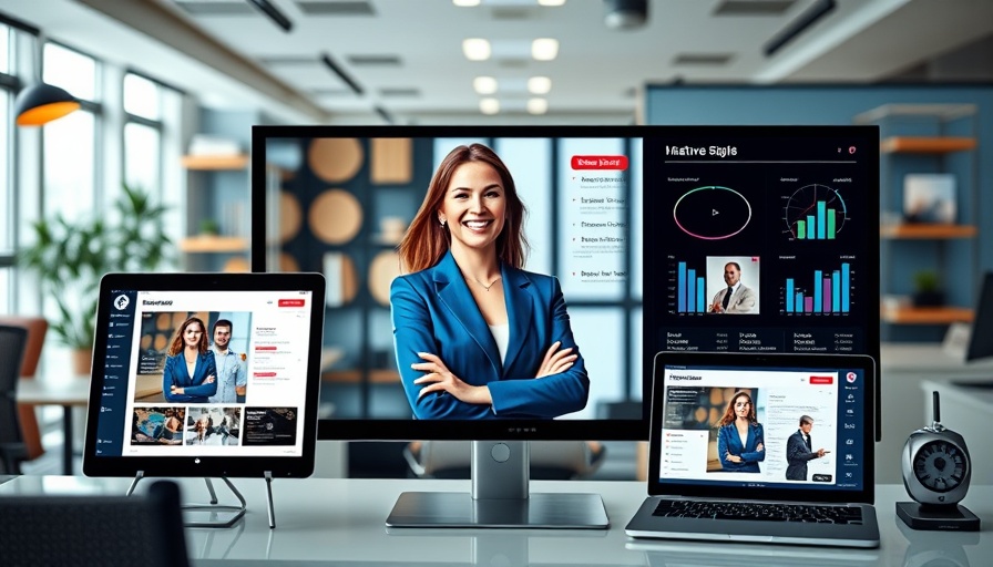 Professional woman smiling confidently on magazine cover in digital dashboard.