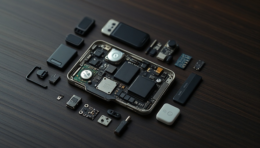 Deconstructed old-school gadget art smartphone displayed in a shadowbox.