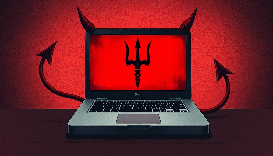 Illustration of a laptop with devilish symbols conveying AI models deliberately lying.