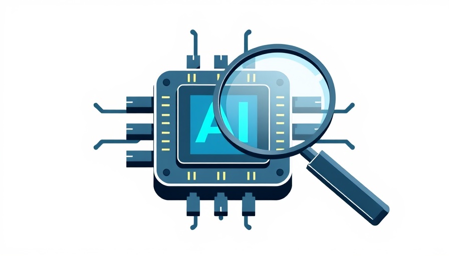AI visibility tool illustration with chip and magnifying glass
