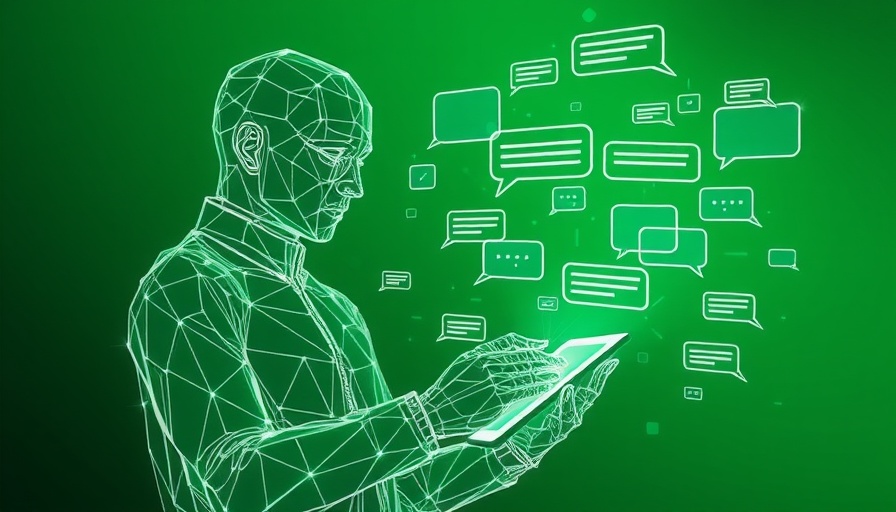 Futuristic wireframe person with tablet, maximizing AI visibility