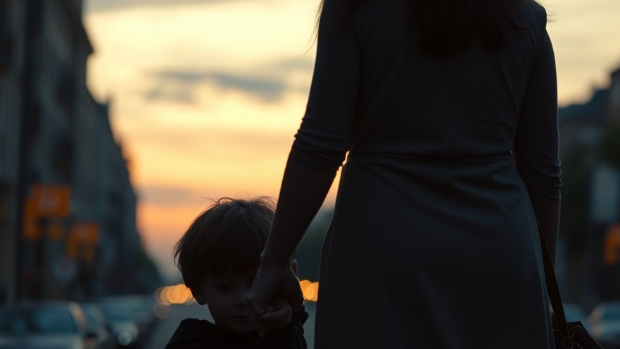 Silhouetted woman and boy in deep blues, capturing the somber mood of Dallas community news.