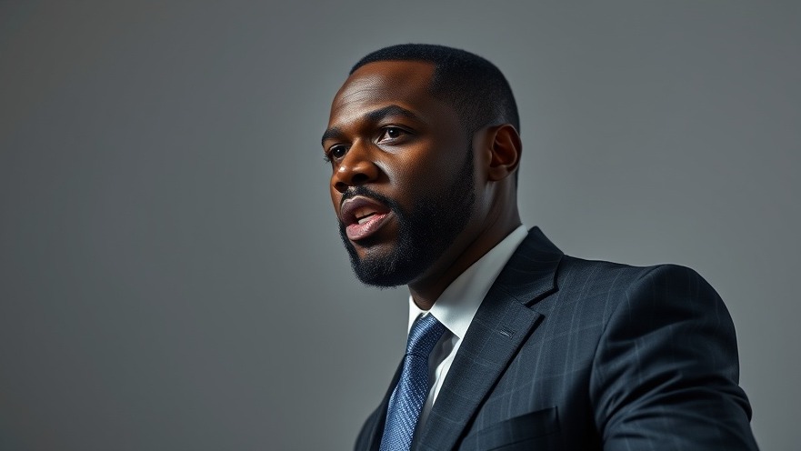 Focused black man in a suit discussing political correctness criticism and free speech in America.