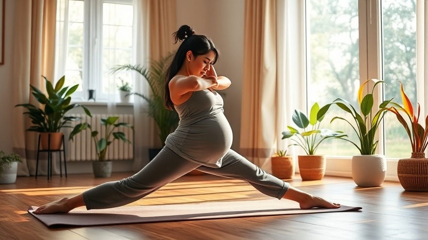 Healthy woman postpartum practicing yoga for emotional well-being in a cozy home.