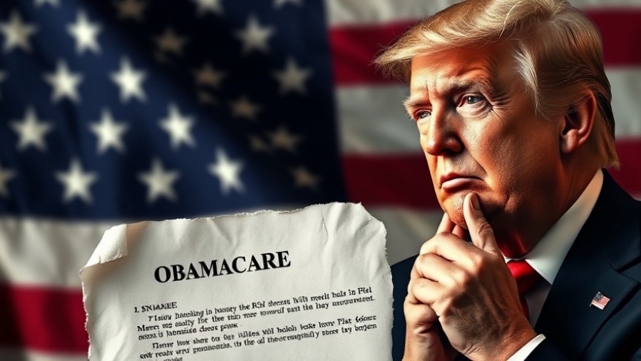 Thoughtful Trump with Obamacare document highlights Republican healthcare debate.