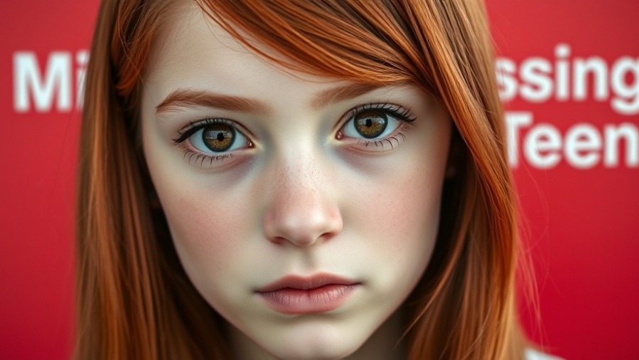 Portrait of a missing teen with red hair and brown eyes, highlighting community engagement in Texas.