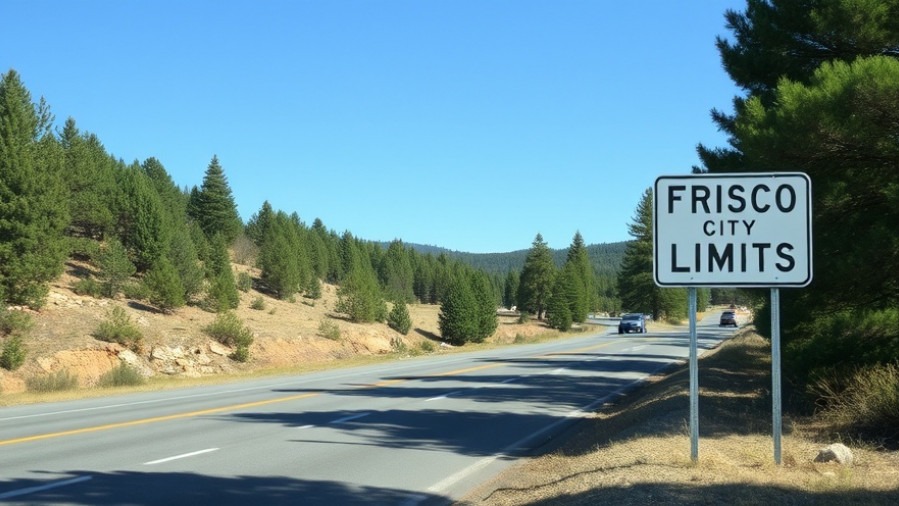 Frisco City Limits sign highlighting local government in Frisco for January election news.