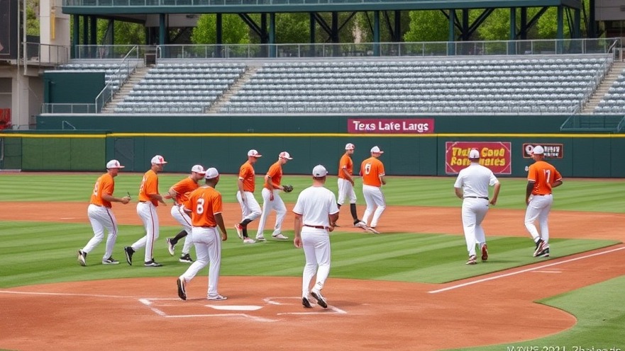 Texas Longhorns baseball team practicing, showcasing March Madness 2023 fan support.