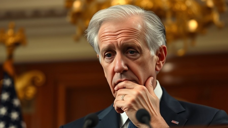 Joe Biden at a press conference, thoughtful and coughing, reflecting on national political news.