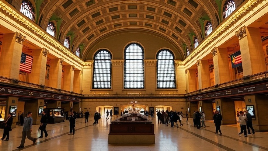 Interior view of Washington's Union Station highlighting federal control and urban renewal projects.