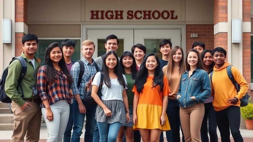 Diverse Texas students protesting for education reform outside their school.