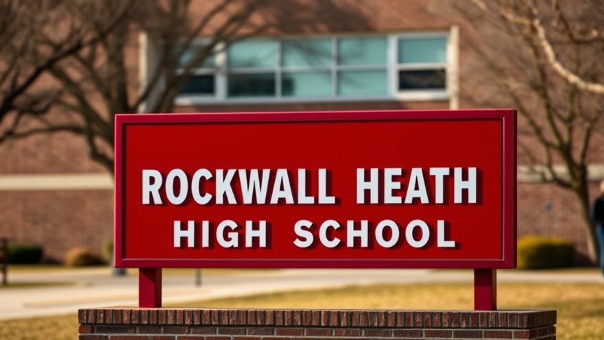 Rockwall Heath High School sign promoting antisemitism awareness and community response.